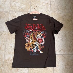 Von Dutch Dark Brown Tiger Graphic Tee